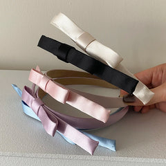 Classic Solid Color Bowknot Head Band for Girls Fashion Sweet Trendy Cute Elegant Hair Band for Women Ladies Hair Accessories