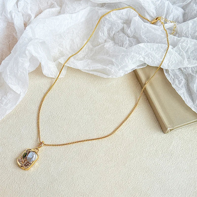 Women Flower Hand-Painted Drip Glaze Freshwater Pearl 18k Gold-plated Necklace Earring Low MOQ in Stock Jewelry for Causal