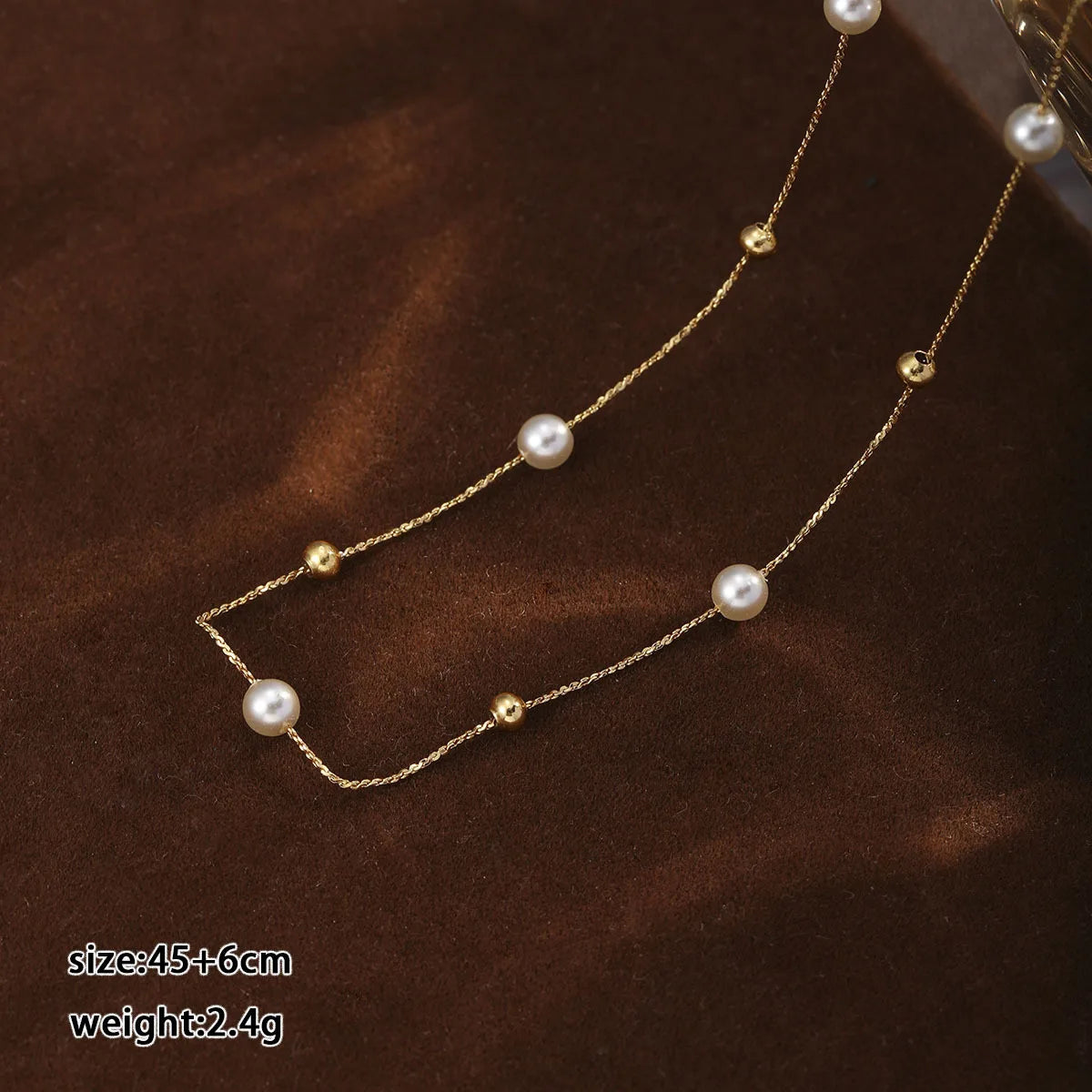 Fashion Glass Pearl Copper Beads Necklaces for Girls Simple Elegant Classic French Style Jewelry for Women Ladies Wholesale