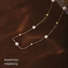 Fashion Glass Pearl Copper Beads Necklaces for Girls Simple Elegant Classic French Style Jewelry for Women Ladies Wholesale