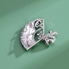 Fashion Fan Vintage Chinese Style Glitter Brooches for Girls Sweet Elegant Pins Jewelry for Women Ladies Accessories Wholesale