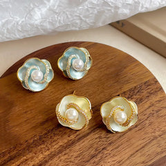 Fashion Flower Copper 18K Gold Plated S925 Silver Stud Earrings for Girls Sweet Jewelry for Women Ladies Wholesale China Factory