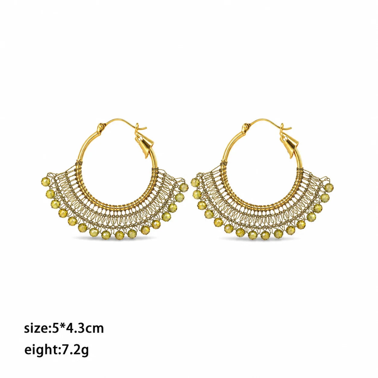 Female Vintage Elegant Zircon Natural Stone Copper Wire Hoop Earring Mixed Order Accepted in Stock Jewelry for Women Party Use