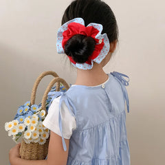 Sweet Fashion Chic Polka Dot Bowknot Scrunchies for Baby Girls Cute Sweet Kawaii Hair Ties for Kids Children Hair Accessories