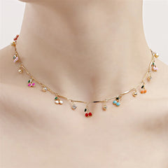 Fashion Simple Elegant Cherry Sweet Necklaces for Girls Kawaii Trendy Jewelry for Women Ladies Teenager Accessories Daily