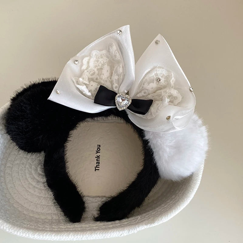 Animals Bear Bowknot Fluffy Cartoon Head Band for Baby Girls Cartoon Lovely Hair Band for Kids Child Hair Accessories in Stock