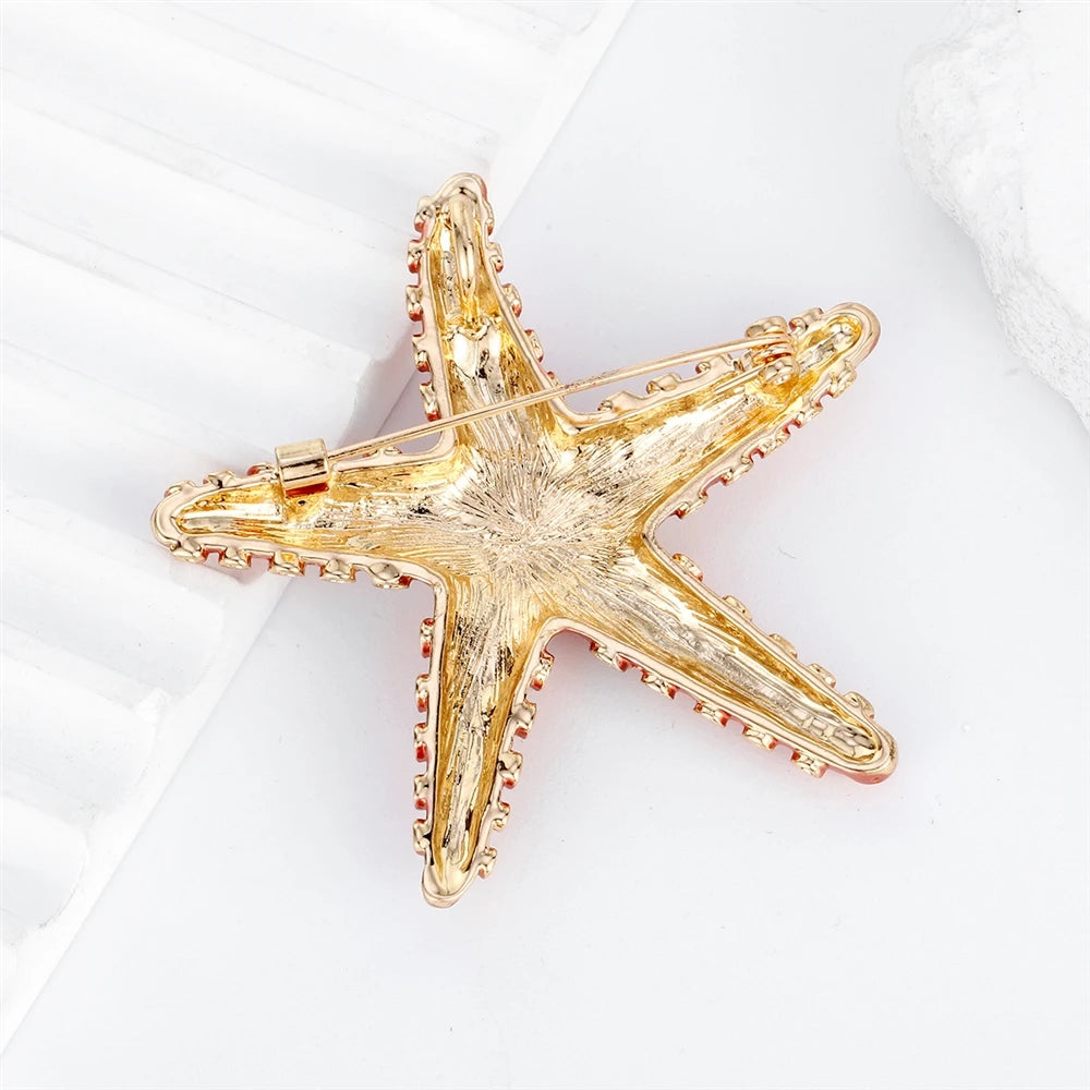 Fashion Starfish Sweet Trendy Ocean Brooches for Girls Glitter Glamorous Pins Jewelry for Women Ladies Accessories Wholesale