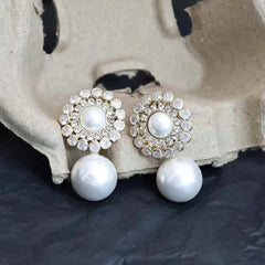 Women Hot Sale New Design Imitation Pearl Rhinestone Medium Drop Earring Glitter Trendy Charms Bulk Jewelry Accessory for Daily