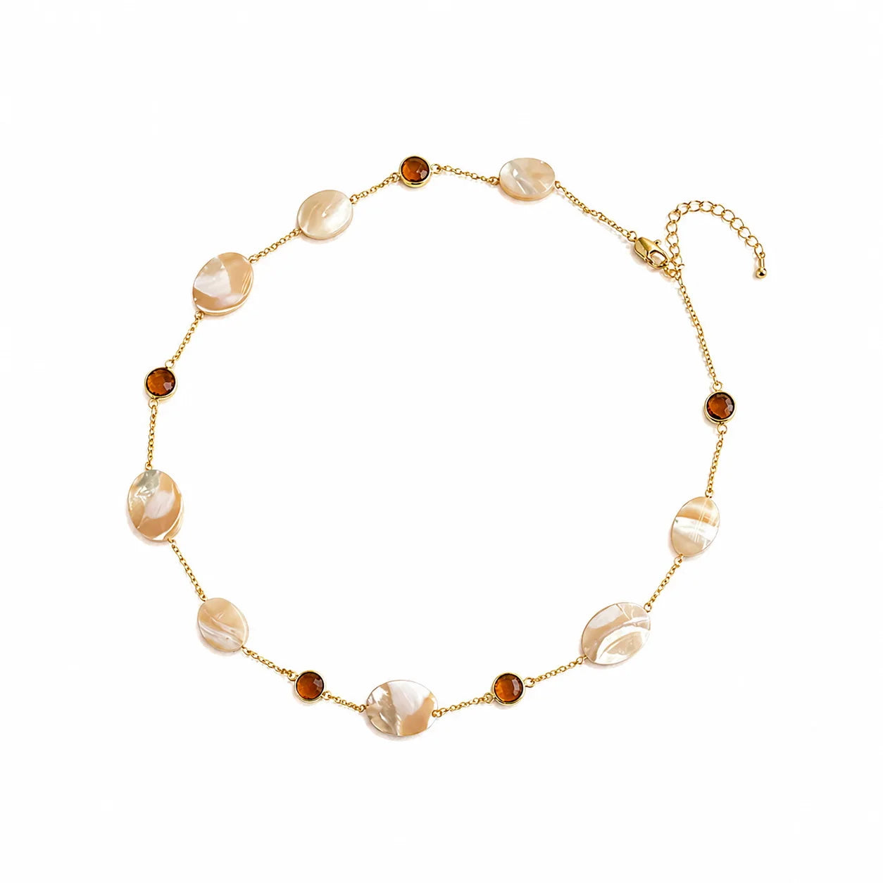 Fashion Abalone Shell Tiger Eye Stone Freshwater Pearl Necklaces for Girls Trendy Jewelry for Women Ladies Wholesale Bulk
