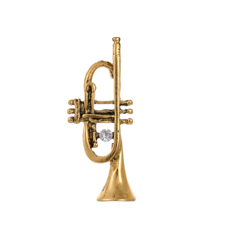 Fashion Trumpet Music Sweet Brooches for Girls Simple Minimalistic Elegant Pins Jewelry for Women Ladies Accessories Wholesale