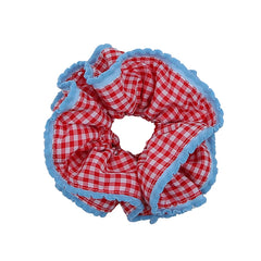 Hot Sale Girls Solid Color Grid Large Hair Ties Ponytail Holder Durable Elastic Fashion Sweet Scrunchies Accessories for Kids