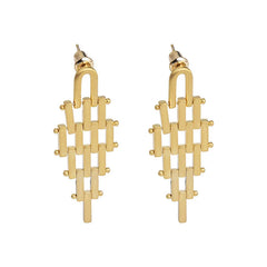 Retro Long Geometric Chain Earrings Light Luxury High-end Statement Design European American Style Trendy Ear Accessories Bulk