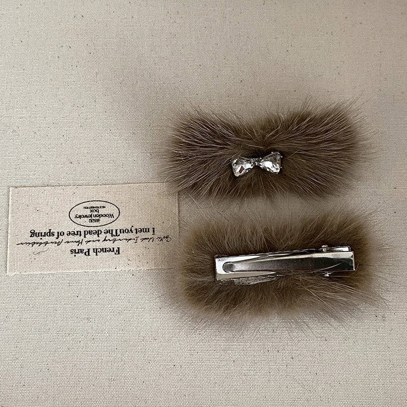 Fashion Fluffy Glitter Bowknot Hair Clips for Girls French Style Elegant Alligators for Kids Children Hair Accessories in Stock