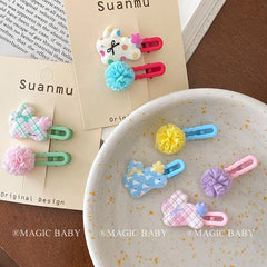 High Quality Kids Cartoon Candy Color Small Alligator Hairpins Sweet Cute Fabric Accessory for Children's Daily Use Wholesale