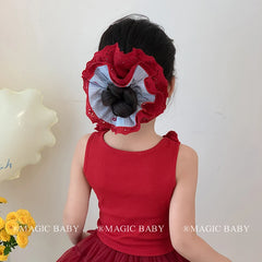 Girls Plaid Bowknot Double Layer Large Scrunchies Ponytail Holder Sweet Fashion Wholesale in Stock Hair Ties Accessories for Kid