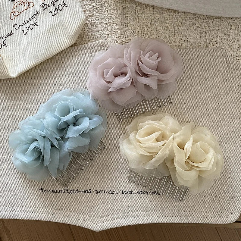 Fashion Sweet Flower Floral Trendy Stylish Comb for Girls Elegant Graceful Hair Accessories in Stock Chinese Supplier Cute