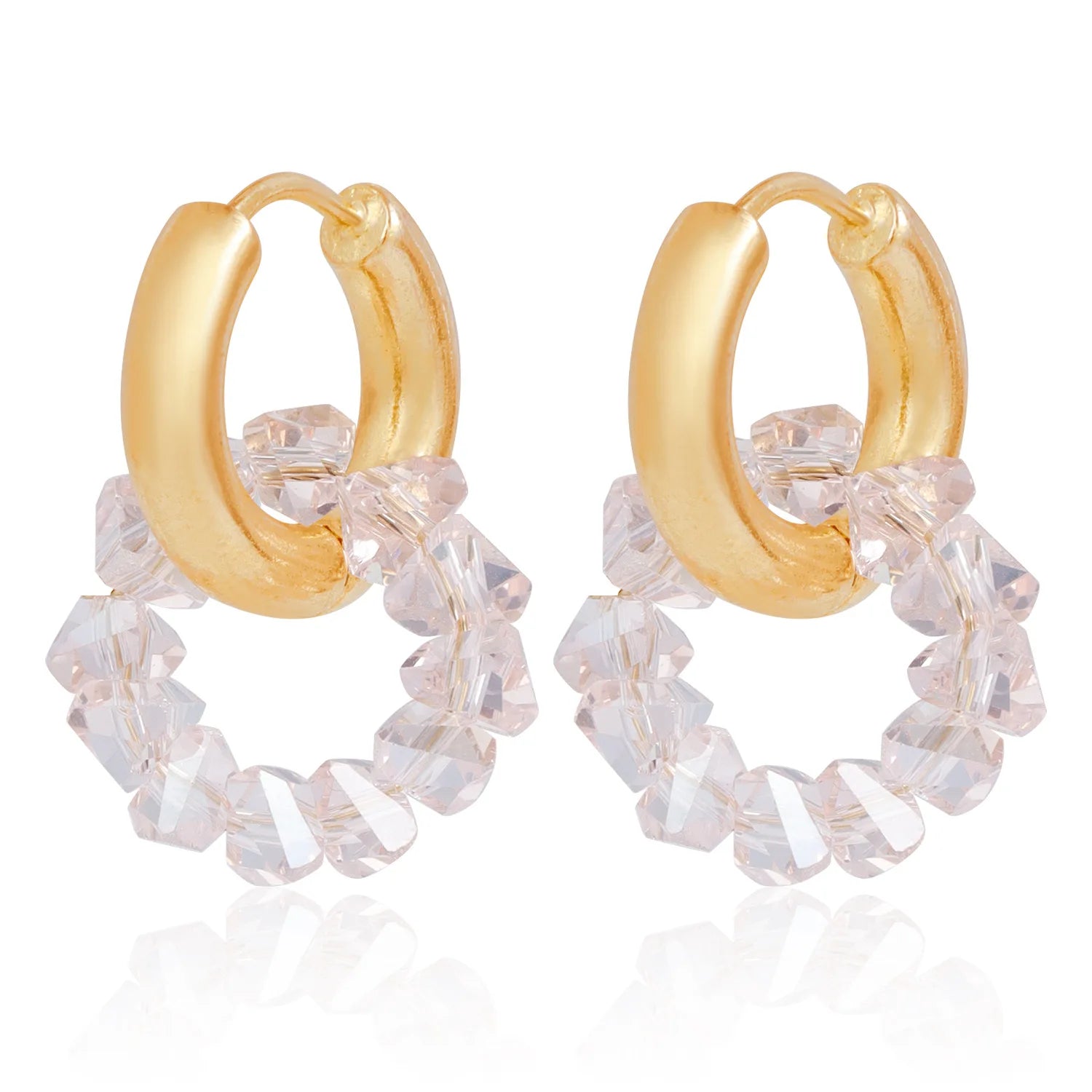 Fashion Rhinestone Hoop Earrings for Girls Sweet Elegant Insta Style Glamorous Dainty Jewelry for Women Ladies Accessories