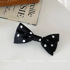Girls Black Large Dots Bowknot Barrette Clips Elegant Fashion Wholesale in Stock Hairpins Accessories for Kids Daily School Use
