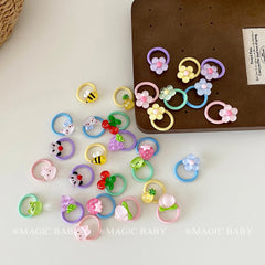 Mini Cartoon Fruit Animals & Flower Scrunchies for Baby Girls Cute Kawaii Hair Ties for Kids Fashionable Sweet Hair Accessories