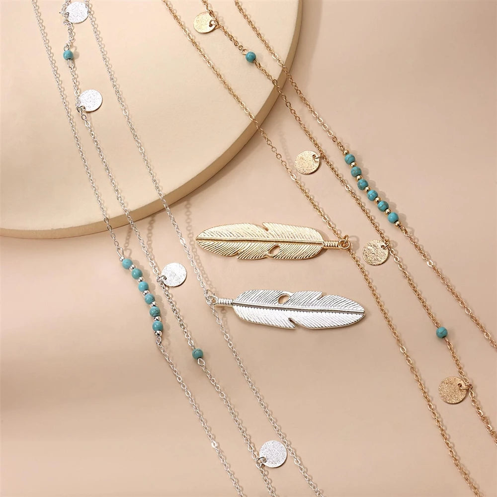 Fashion Popular Sweet Leafs Trendy Layered Wearing Necklaces for Girls Sweater Chains for Women Ladies Jewelry Accessories