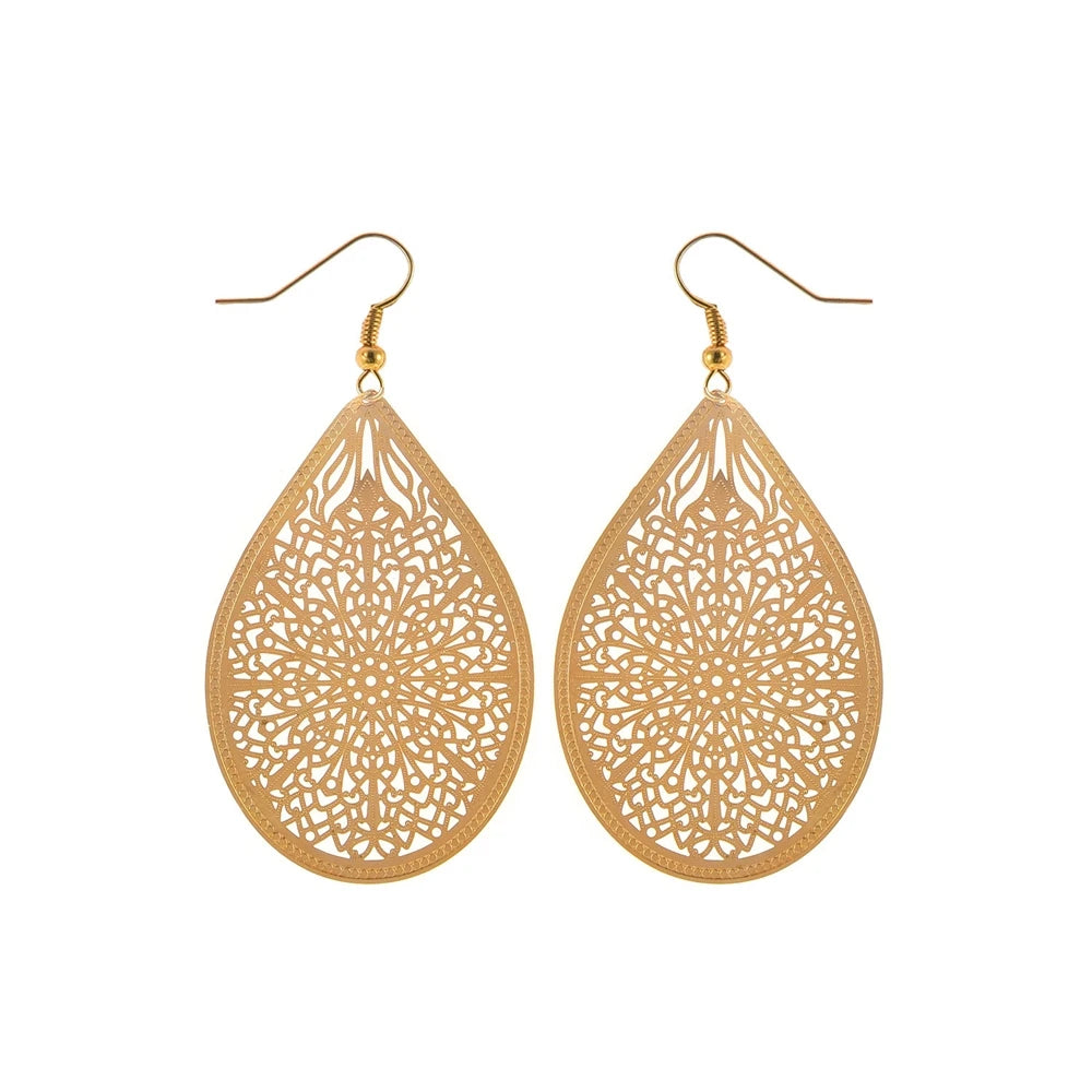 Fashion Vintage Retro Dainty Glamorous Drop Earrings for Girls Luxury Trendy Jewelry for Women Ladies Female Accessories Chic