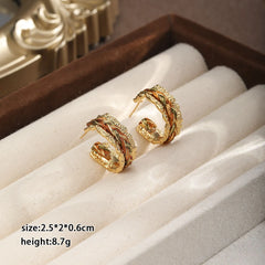 Fashion Copper Wire S925 Silver Hoop Earrings for Girls Simple Natural Stone Jewelry for Women Ladies Wholesale China Supplier
