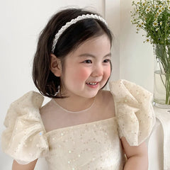 Classic Simple Glitter Sparkle Imitation Pearl Headband Stylish Hair Accessories for Kids Teens Children