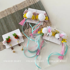 Cute Rabbit Ribbon Mid Autumn Festival Hair Clips for Baby Girls Kawaii Fashion Alligators for Kids Children Hair Accessories