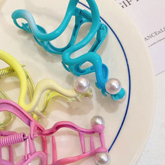 Fashion Simple Solid Candy Color Hair Claw Clips for Girls Imitation Pearl Elegant Haarspange for Women Ladies Hair Accessories