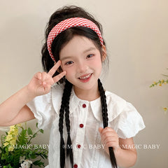 Simple Minimalistic Fashion Plaid Head Band for Baby Girls Trendy Stylish Kawaii Hair Band for Kids Hair Accessories in Stock