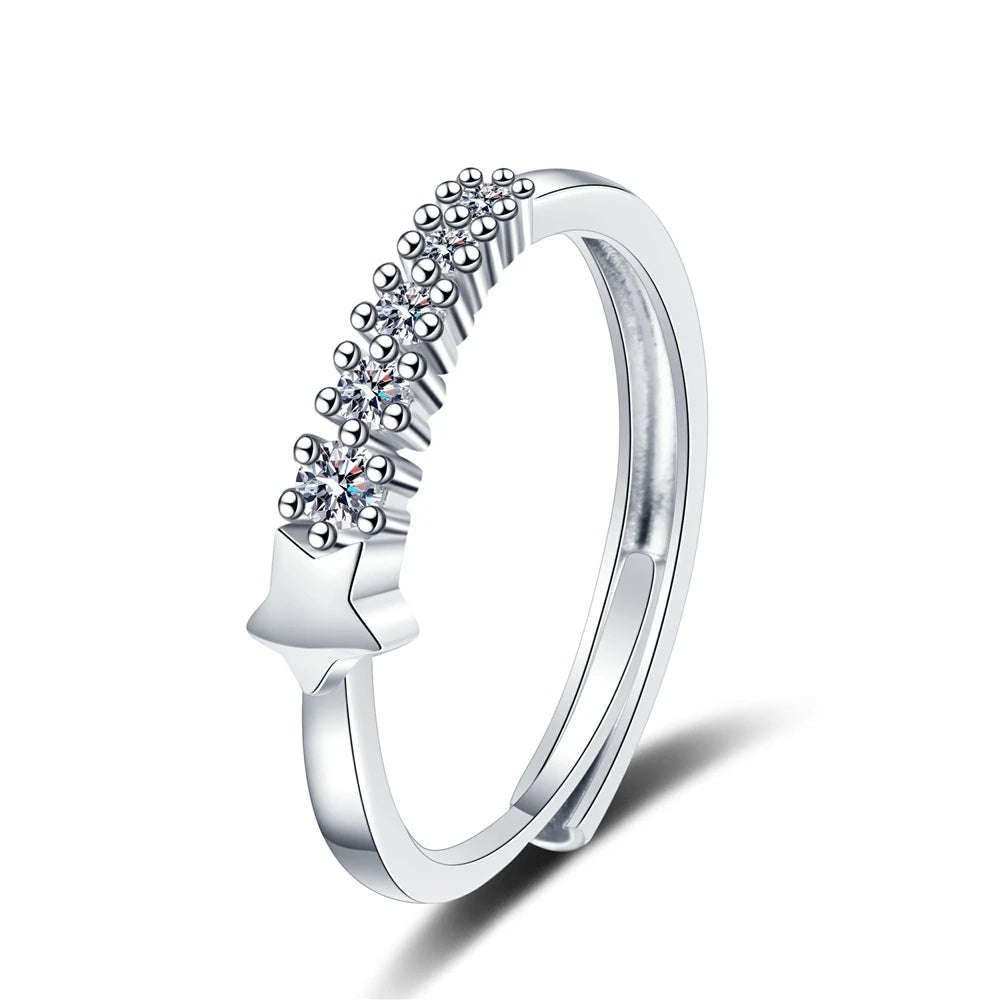 Hot Sale Small Five-pointed Star Zircon Rings Glitter Dainty Simple Fashionable Jewelry Rings Women Gift Accessories Wholesale