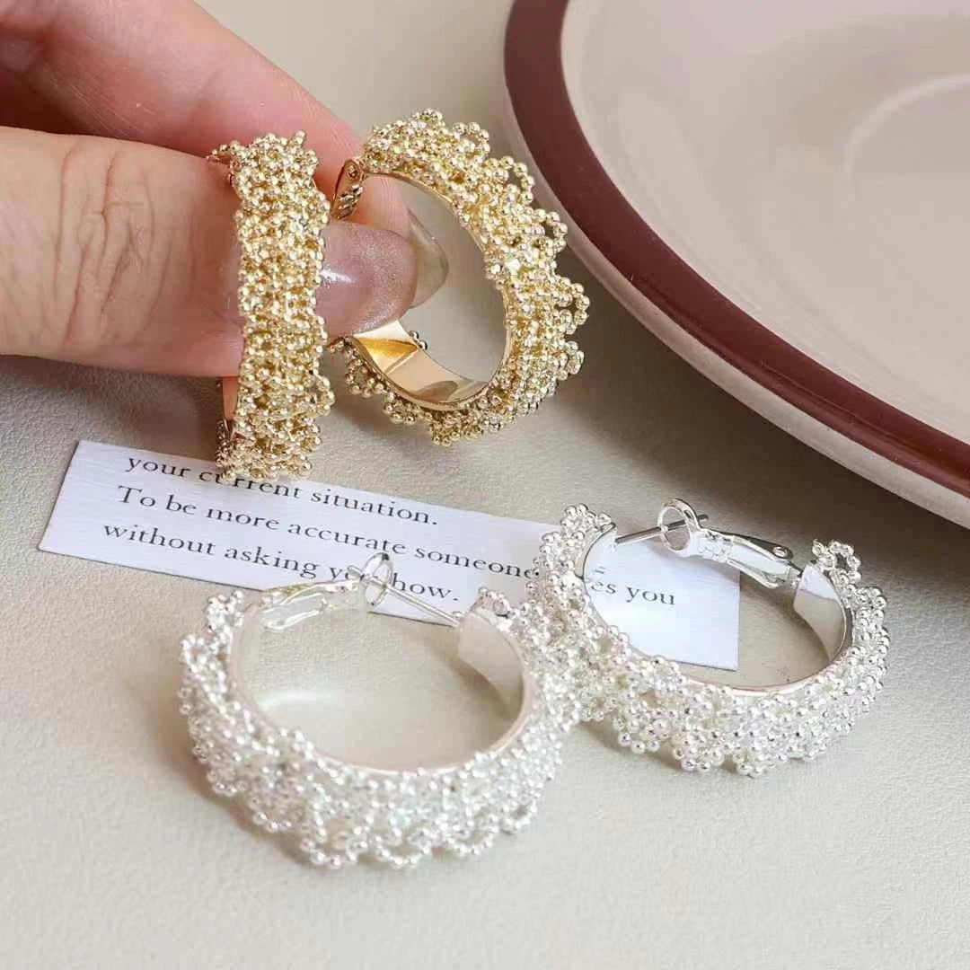 Ladies New Design High Quality Medium Hoop Earring Fashion Sparking Luxurious Charms Bulk Jewelry Accessories for Women Daily