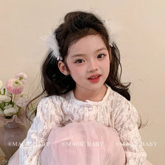 Exaggerated Luxurious Feather Glitter Hair Clips for Baby Girls Fashion Sweet Cute Alligators for Kids Child Hair Accessories