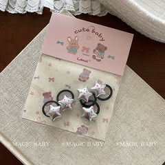 Kids Minimalistic Star Heart Circle Decorative Black Elastic Hair Ties Fashion Cute in Stock Scrunchies Accessories for Daily