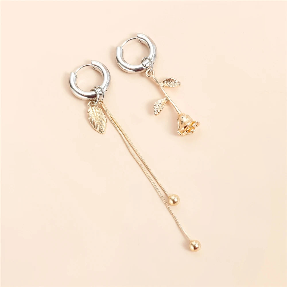 Fashion Flower Floral Rose Sweet Cute Drop Earrings for Girls Stylish Dainty Jewelry for Women Ladies Accessories Wholesale