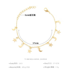 Fashion Star Moon Simple Minimalistic Sweet Bracelets for Girls Trendy Stylish Glamorous Jewelry for Women Ladies Accessories