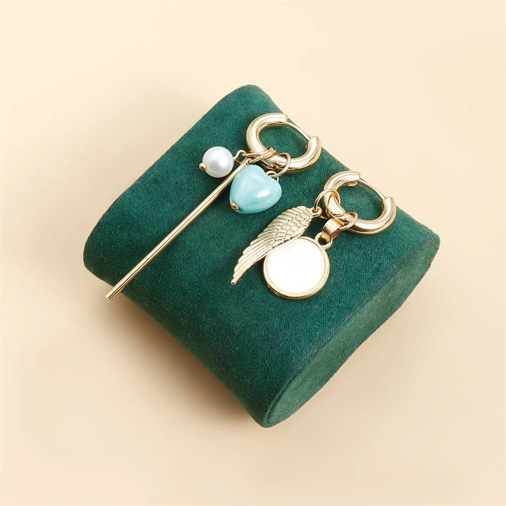 Fashion Heart Shaped Cute Wings Drop Earrings for Girls Sweet Simple Minimalistic Jewellry for Women Ladies Accessories Chic