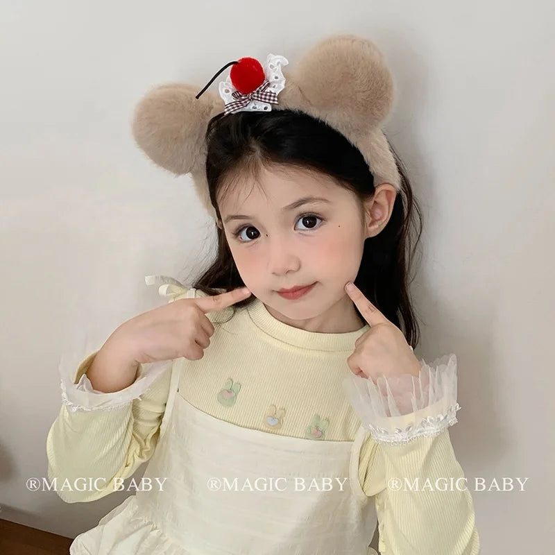 Cute Sweet Fluffy Animals Bear Ear Head Band for Baby Girls Fashion Kawaii Fruit Hairband for Kids Children Hair Accessories