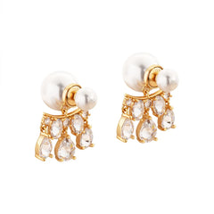 Korean-style Fashionable Large Imitation Pearl and Water Drop Zircon Earrings Exquisite High-end Elegant Ear Jewelry Wholesale