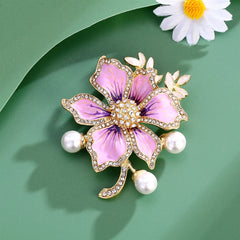 Fashion Flowers Rhinestone Glitter Sparkle Brooches for Girls Sweet Elegant Pins Jewelry for Women Ladies Accessories Wholesale
