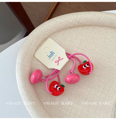 Cute Sweet Fruit Animals Scrunchies Fashionable Plaid Kawaii Hair Ties for Baby Girls and Kids Hair Accessories Stock
