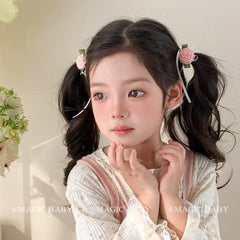 Fashion Flower Ribbon Scrunchies for Baby Girls Sweet Cute Elegant Hair Ties for Kids Children Teens Hair Accessories in Stock