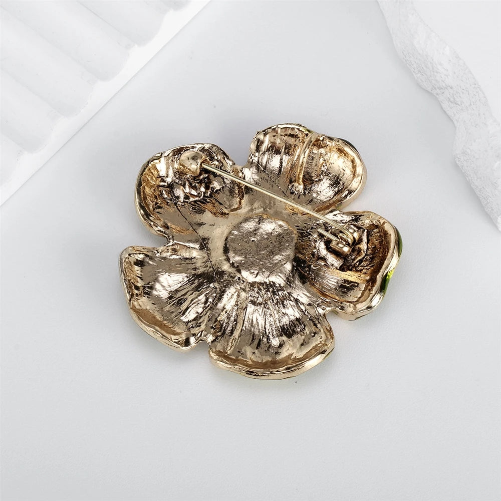 Fashion Glitter Loustrous Vintage Elegant Brooches for Girls Elegant Flowers Pins Jewelry for Women Ladies Accessories Floral