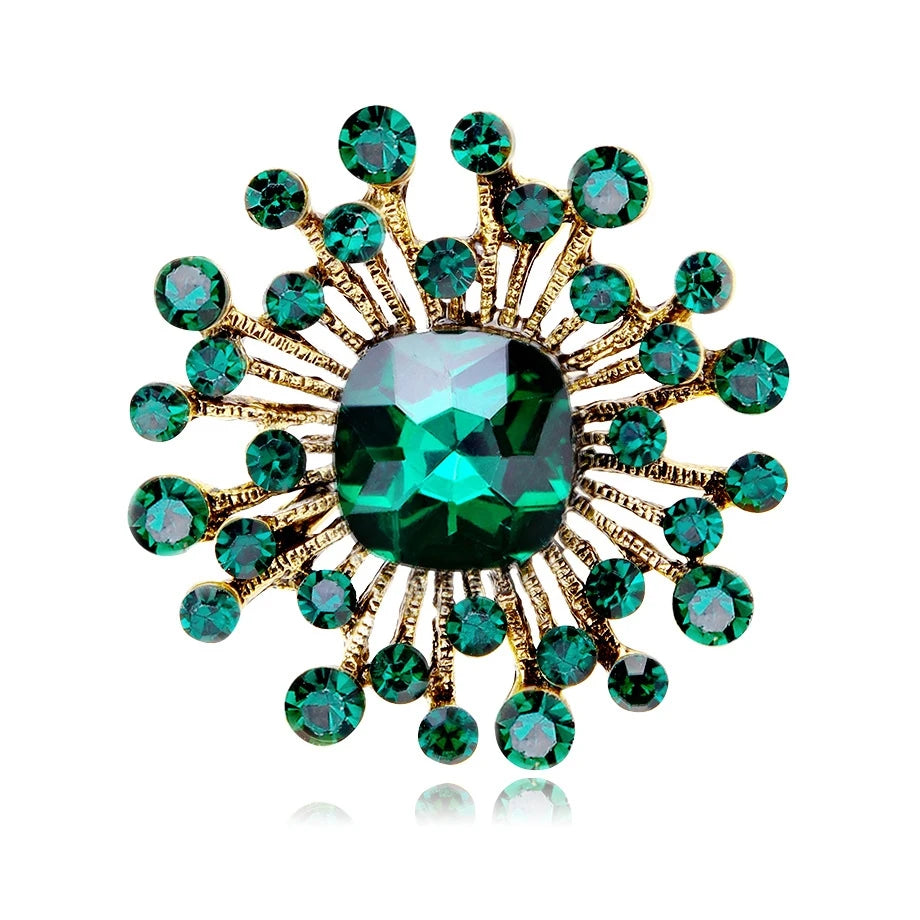 Fashion Luxury Vintage Retro Glitter Rhinestone Sparkle Brooches for Girls Elegant Retro Jewelry for Women Ladies Accessories