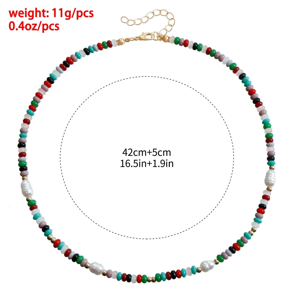 Fashion Colorful Beads Sweet Necklaces for Girls Simple Elegant Cute Jewellry for Women Ladies Accessories Chinese Supplier