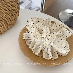 Girls' Elegant Hair Accessories French Style  Polo Dot Bowknot Hair Ring Gentle Large Hair Ties Vintage High Quality Scrunchies