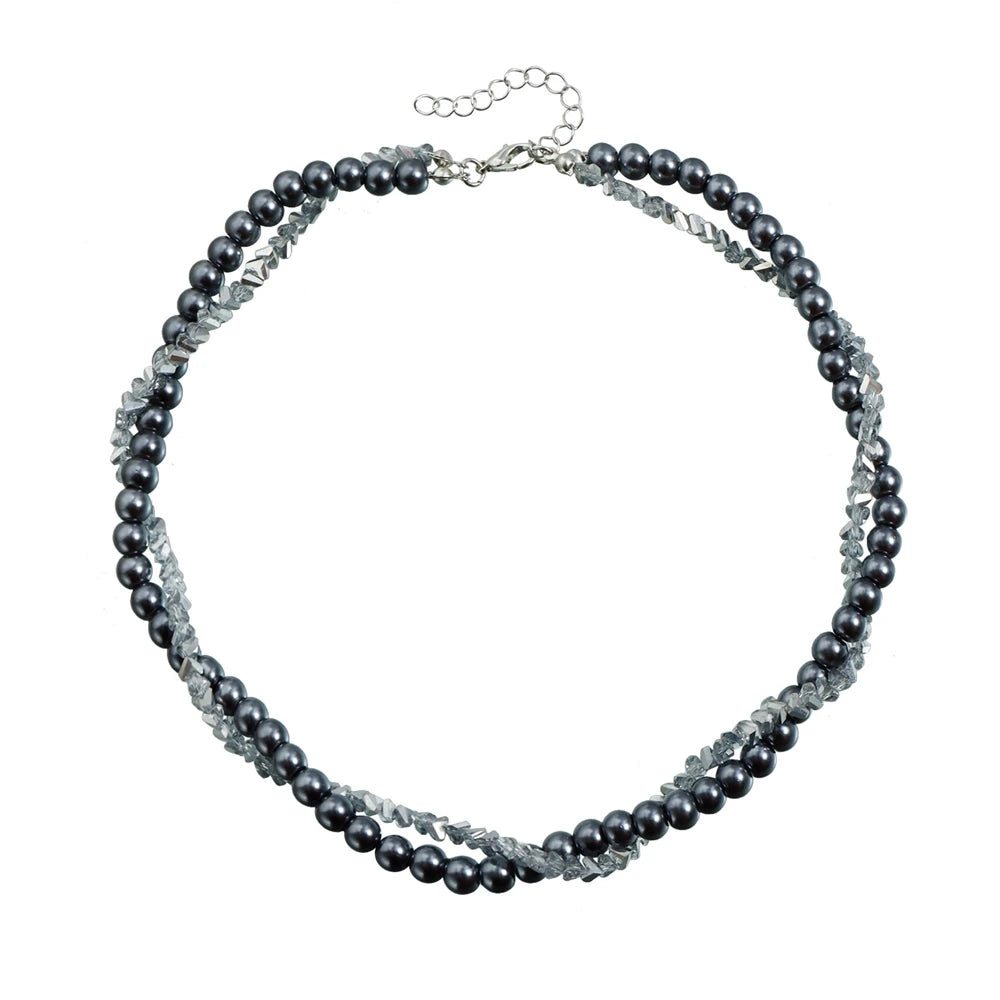 Fashion Luxury Beads Choker Sweet Cool Necklaces for Girls Elegant Earrings Jewelry Sets Suits for Women Ladies Accessories