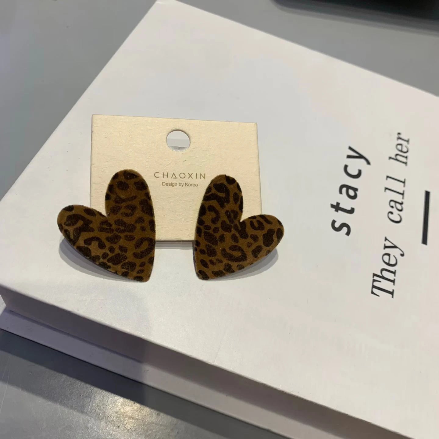 Ladies Heart Shape Leopard Print Mini Stud Earring Fashion Elegant Chic Wholesale Jewelry Accessories for Women Office Holiday