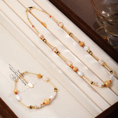 Fashion Baroque Pearl Tiger Eye Stone Shell Jewelry Sets for Girls Necklaces Bracelets Boho for Women Ladies China Factory