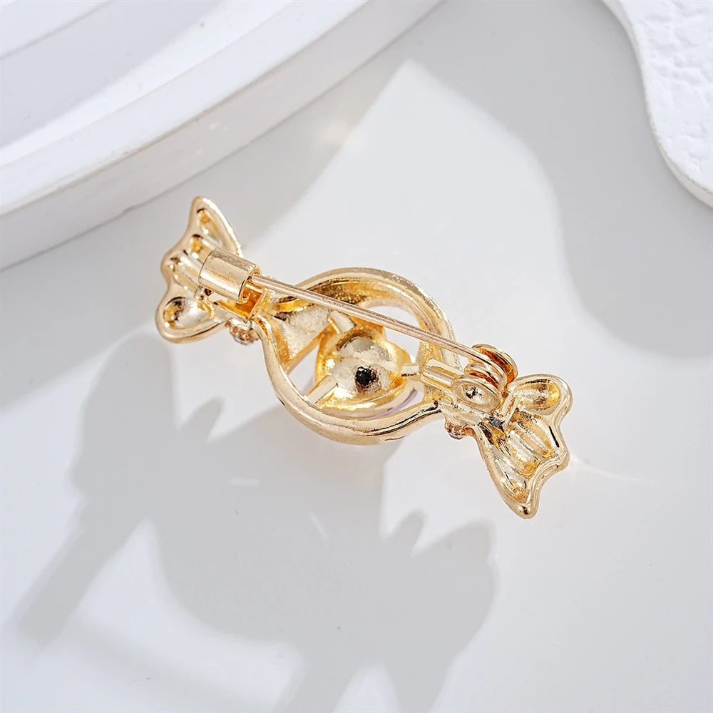 Fashion Glitter Rhinestone Sparkle Candy Heart Shaped Brooches for Girls Sweet Elegant Trendy Jewelry for Women Lady Accessories